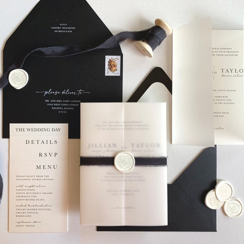 Black Wedding Invitation Suite