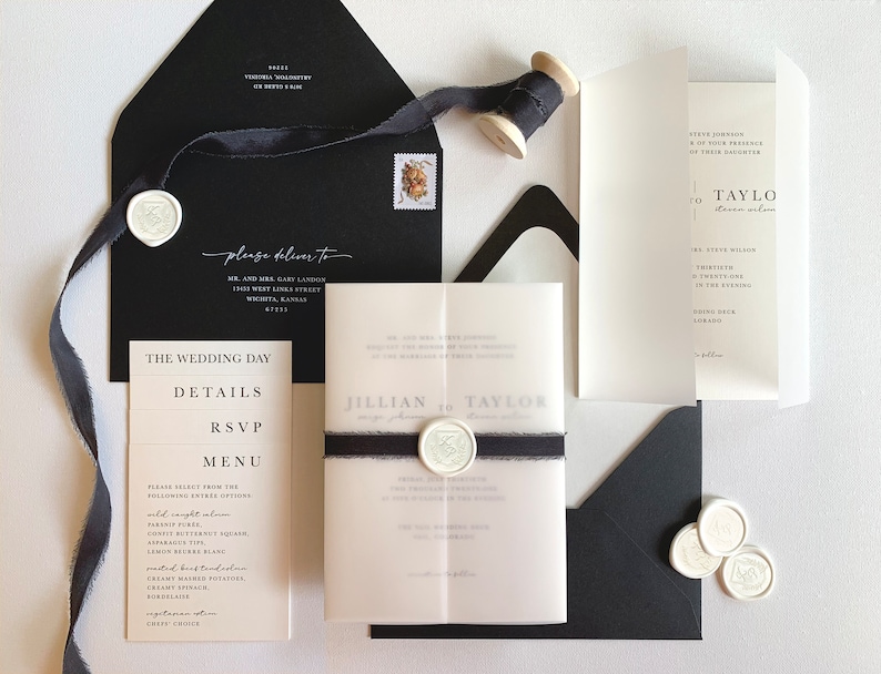 Minimalist Black and Ivory Wedding Invitation Suite image 4