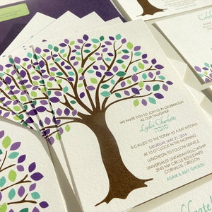 Tree of Life Bat Mitzvah Invitation, Purple Blue Green Brown, Oak Tree Bat Mitzvah Invite, Bar Mitzvah Invitation, Orange, Red Fall Mitzvah