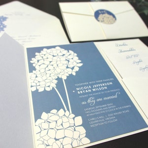 Blue Hydrangea Wedding Invitation Set, Hydrangea Flower Wedding Invitations, Blue and Ivory Wedding Invitation Suite Floral Weddings Outdoor image 2