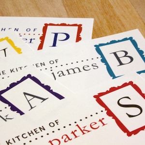 Druckbare Rezeptkarte, Monogramm, personalisiert, 4 x 6 oder 8.5 x 11, rot, blau, lila, gelb Gold, grau anpassbare Namen Digital Weihnachtsgeschenk