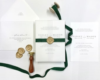Emerald Green and Gold Wedding Invitation Suite