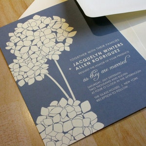 Blaue Hortensie Hochzeitseinladung Set, Hydrangea Blumen Hochzeitseinladungen, Blau und Elfenbein Hochzeitseinladungsreihe Florale Hochzeiten im Freien