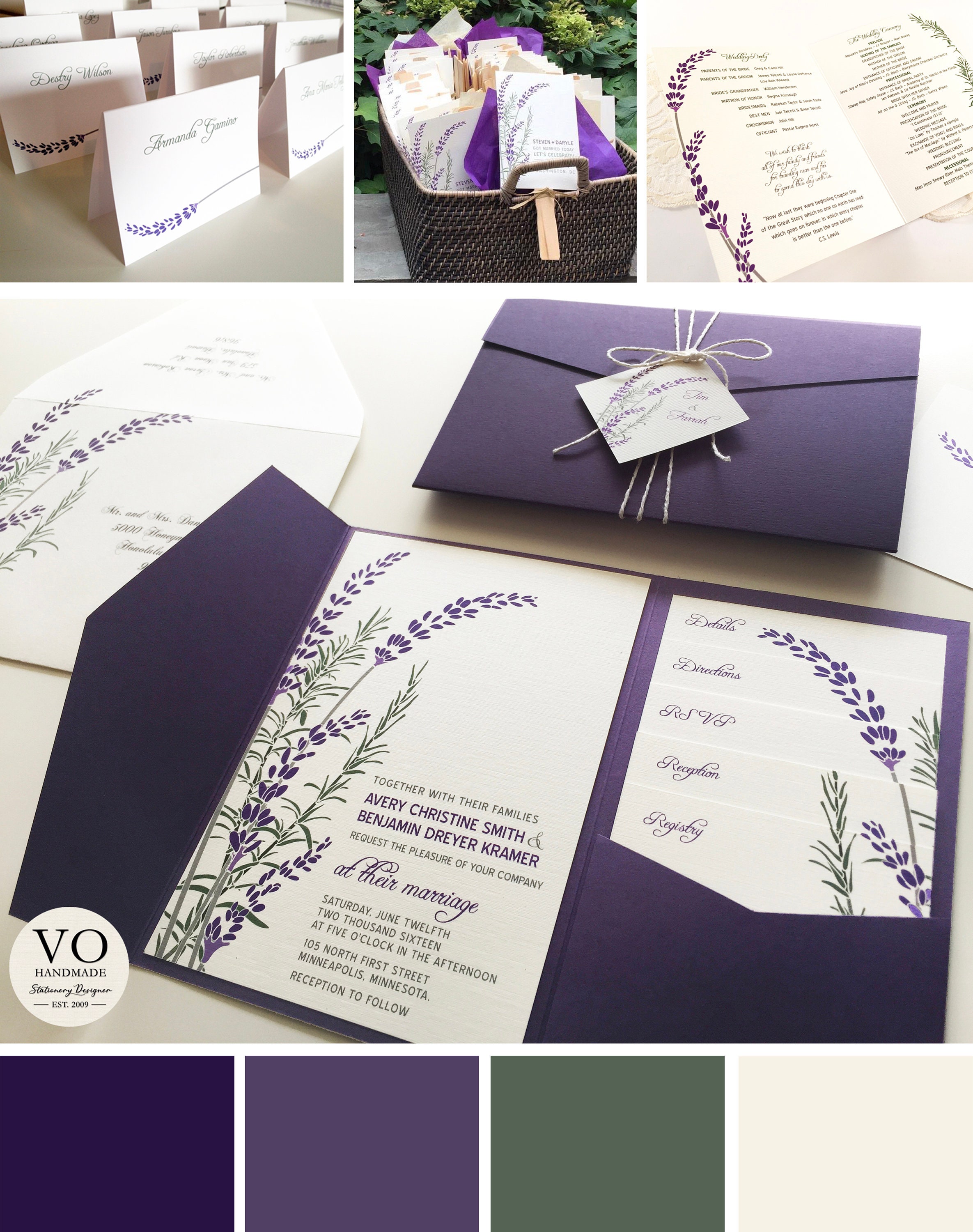 Lavender Save the Date Card, Purple Lavender and Rosemary Wedding Invitation,  Rustic and Modern, Spring, Summer, Purple, Green, Cream, Grey - Etsy, image size:2370x3000