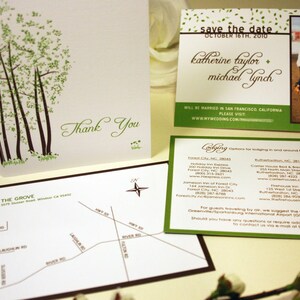 Forest Wedding Invitation, Rustic Wedding Invitation, Destination Wedding Country Wedding, Green, Brown, Birch Tree Wedding Invitations image 4
