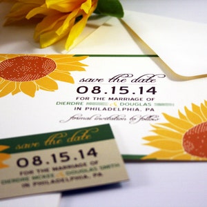 Sonnenblume Save the Date Karte, Sonnenblumen Hochzeit Save the Date Postkarte, gelbe Blume Hochzeitseinladung Reihe, Blumen Save the Date Magnet