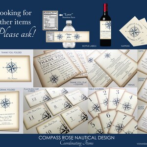 Vintage Compass Wedding Save the Date Card, Navy Blue Postcard, Nautical Pocketfold Wedding Invitations, Beach Wedding Invites, Boat Yacht image 7