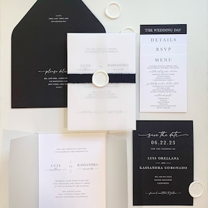 White and Black Wedding Invitation Suite