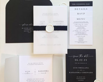 White and Black Wedding Invitation Suite