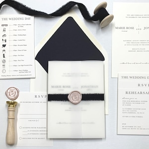 Champagner Rosa und Schwarz HochzeitSeinladung Suite