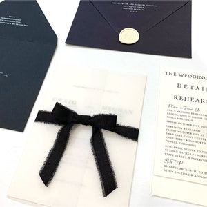 Black Wedding Invitation Suite with Bow