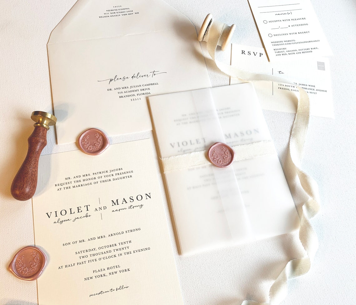 Champagne Pink and Ivory Wedding Invitation Suite Etsy