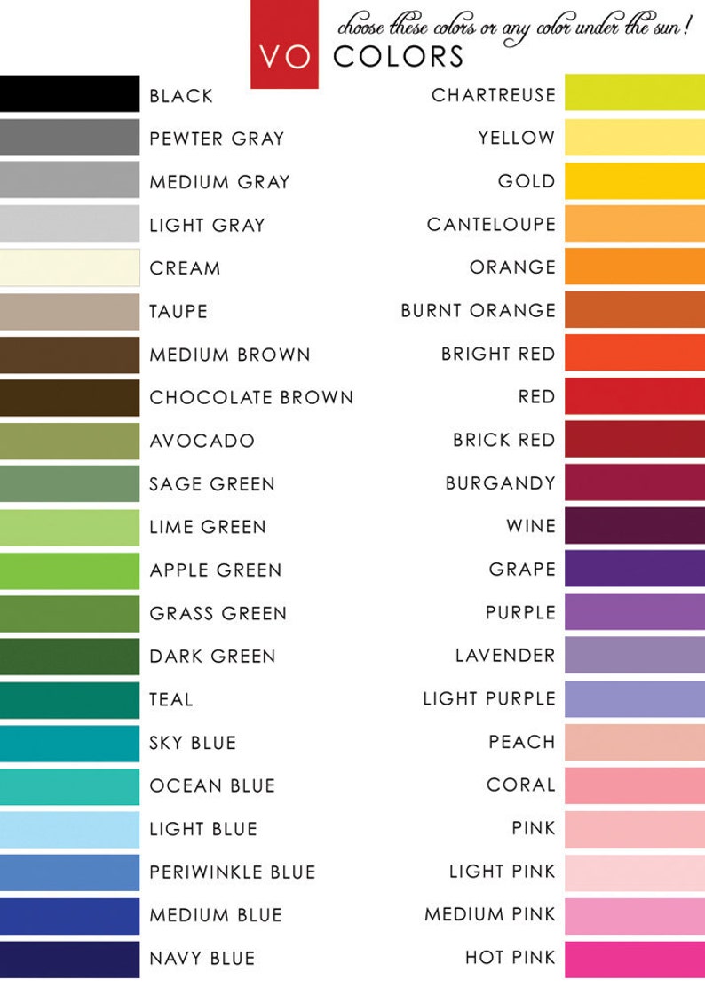 Puede incluir: Una tabla de colores con 30 colores diferentes, incluyendo negro, blanco, gris, rojo, verde, azul y amarillo. Los colores est&aacute;n dispuestos en filas y columnas, con los nombres de los colores enumerados a la izquierda y a la derecha de la tabla.