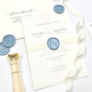 Blue and Ivory Wedding Invitation Suite - Sample