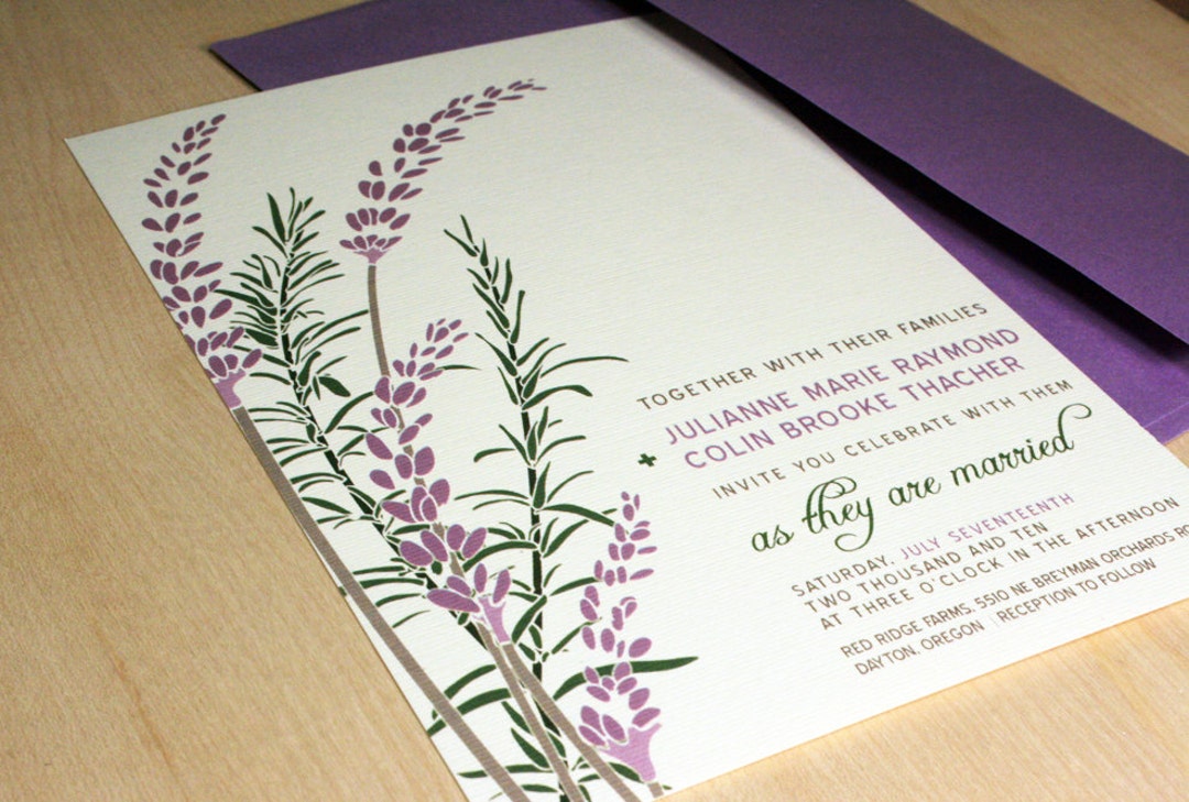 Lavender and Rosemary, Wedding Invitation Set, Light Purple and Sage Green  Wedding Invitations - Etsy, image size:1080x729