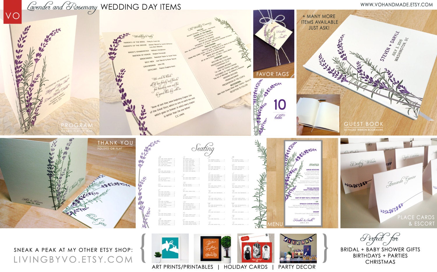 Lavender and Rosemary, Wedding Invitation Set, Light Purple and Sage Green  Wedding Invitations - Etsy, image size:1500x933