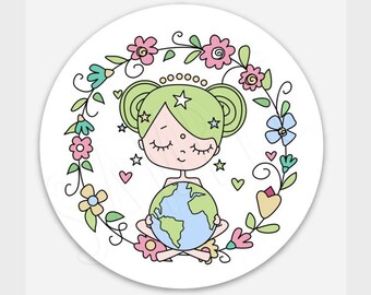 Cute Gaia Laptop Sticker, Large stickers, Laptop Decal, Notebook Stickers, high quality waterproof die cut vinyl, professional grade,