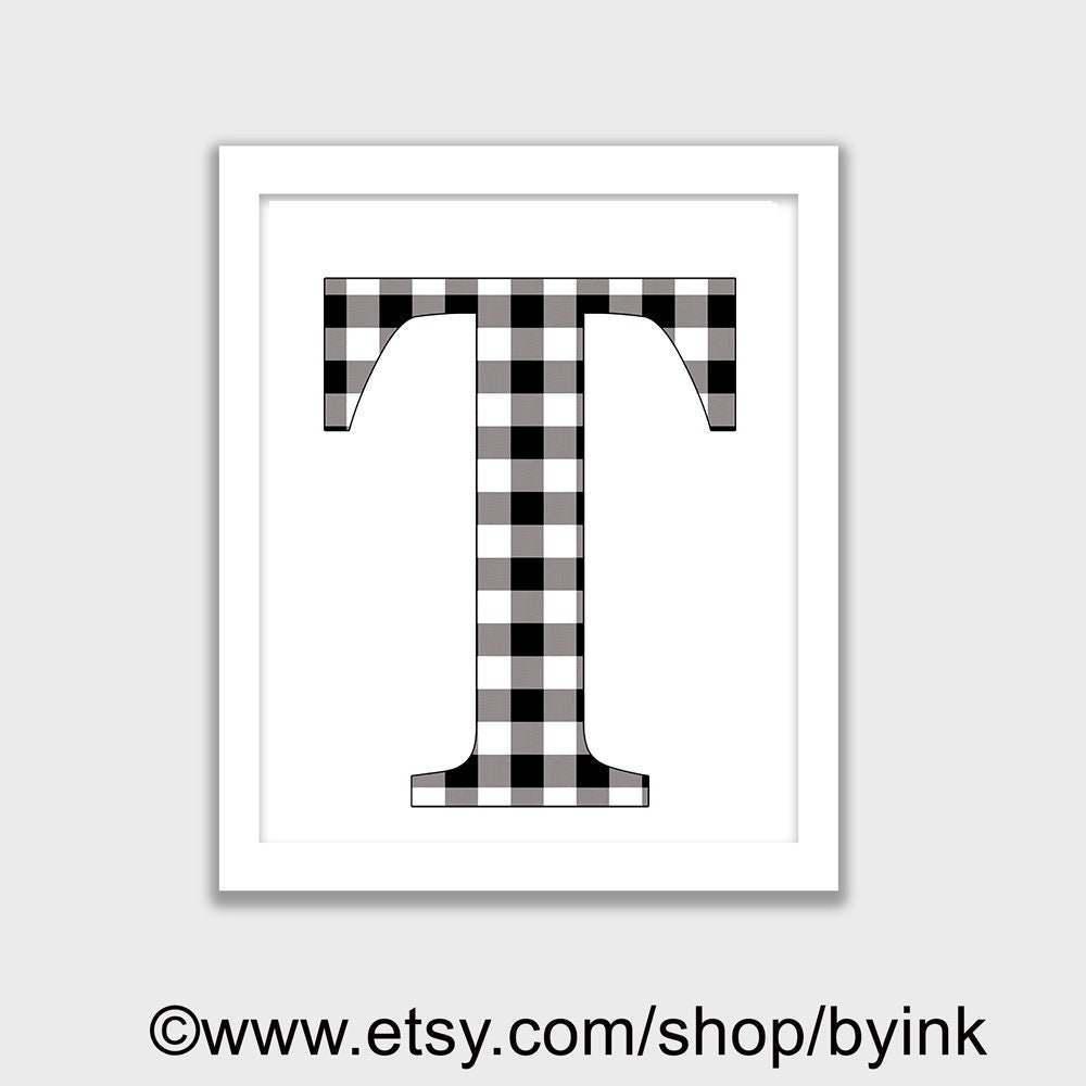 white black check alphabet letter t instant digital etsy ireland