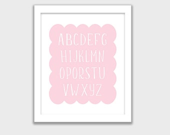 Cute Pink Alphabet Printable, INSTANT DOWNLOAD, Nursery Wall Art, Kids Room, Childs Art Decor, Mix and Match your set, Pink Letters A to Z