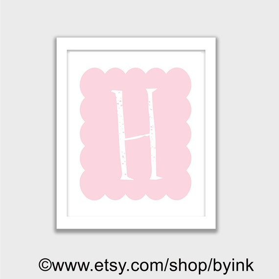 letter h cute alphabet printable monogram instant download etsy