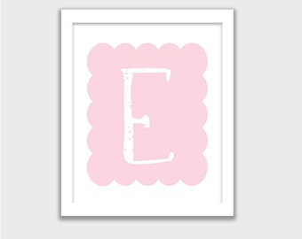 Letter E, Cute Alphabet Printable, Monogram, INSTANT DOWNLOAD, Pink E, Girls Wall Art, Kids Room, Childs Art Decor, Mix and Match your set
