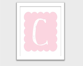 Letter C, Cute Alphabet Printable, Monogram, INSTANT DOWNLOAD, Pink C, Girls Wall Art, Kids Room, Childs Art Decor, Mix and Match your set