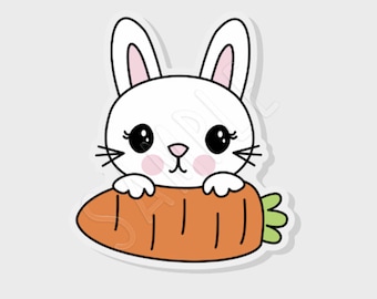 Bunny and Carrot Laptop Sticker, Large stickers, Laptop Decal, Notebook Stickers, high quality waterproof die cut vinyl, professional grade