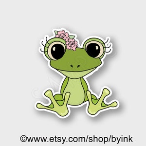 Cute Frog Laptop Sticker, Large stickers, Laptop Decal, Notebook Stickers, high quality waterproof die cut vinyl, professional grade, image 1