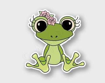 Cute Frog Laptop Sticker, Large stickers, Laptop Decal, Notebook Stickers, high quality waterproof die cut vinyl, professional grade,