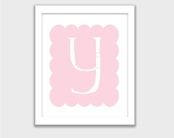 Letter Y, Cute Alphabet Printable, Monogram, INSTANT DOWNLOAD, Pink Y, Girls Wall Art, Kids Room, Childs Art Decor, Mix and Match your set