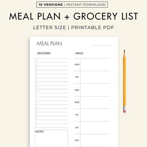 7-dniowy plan posiłków z listą zakupów, tygodniowy planer, plan żywieniowy, zdrowie i fitness, przygotowywanie posiłków, format letter PDF, szablon do wydruku