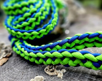 Neon Green & Royal Blue Paracord Dog Leash