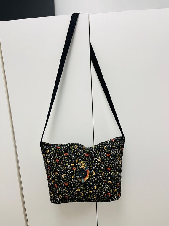 Quilted Floral Cotton Shoulder Bag - image 7