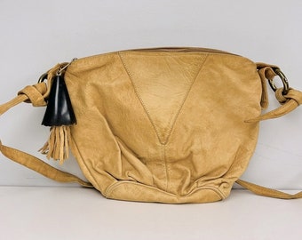ONE DOLLAR SALE Tan Faux Leather Slouchy Shoulder Bag