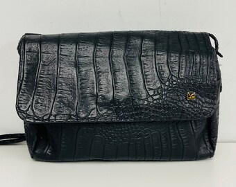 ONE DOALLR SALE Black Mock Croc Crossbody Bag