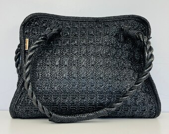 ONE DOLLAR SALE Black Woven Shoulder Bag by Holiday Fair/ The Last Straw