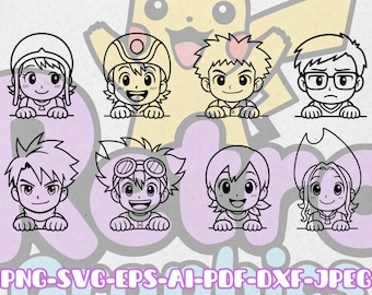 Anime manga Digimon Peekers style | Pdf Png Svg Eps Ai Dxf Cricut Silhouette Laser digital files Characters Digimon Adventure