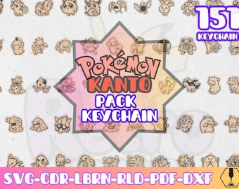 Pack 151 Pokemon First Gen Keychains | Anime Manga Keychain | Laser Cut Svg Dxf Cdr Lbrn Rld Pdf | Wood Acrylic Merch DIY Crafts Files