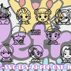 K-POP Girls, kawaii  serie 10 dibujos Peekers Heroínas K-pop| Png Svg Eps Ai Dxf Cricut Silhouette Laser digital files