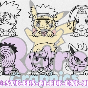 Anime Manga Saga Ninja Peekers Stil | Pdf Png Svg Eps Ai Dxf Cricut Silhouette Laser digitale Dateien