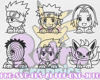 Anime manga Saga Ninja Peekers style | Pdf Png Svg Eps Ai Dxf Cricut Silhouette Laser digital files