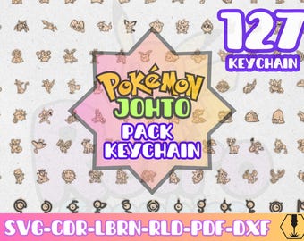 Pack 127 2nd Gen Pokemon Keychains + Unown Alphabet Bundle svg dxf lbrn pdf cdr rld | Laser Cut Files | Anime Keychain | Digital Download