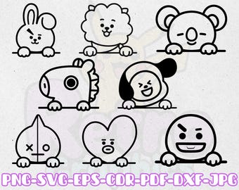 Kpop Pets 8 Peekers | Cute Kawaii Inspired Characters Bundle Pack | Svg Png Dxf Eps Cdr | Cricut Silhouette Laser Engraving Cutting Designs