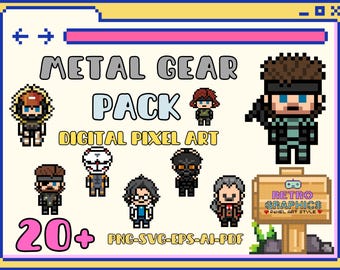 Metal Gear Digital Pixel Art, Clip Art +20 PNG/Svg/Eps/Ai/Pdf Drawings