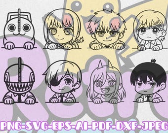 Anime manga chainsaw Peekers style | Pdf Png Svg Eps Ai Dxf Cricut Silhouette Laser digital files