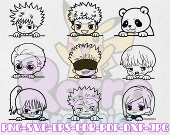 Anime Manga Jujutsu 9 Peekers | Sorcerer Anime Svg Dxf Eps Cdr Pdf | Cricut Silhouette Laser Cut Engraving Files | JJK Anime Style Pack