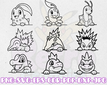 Pokemon Starters Gen 2 / 9 Peekers | Evolutions Bundle Designs | Svg Png Dxf Eps Cdr | Cricut Silhouette Laser Engraving Cutting Files