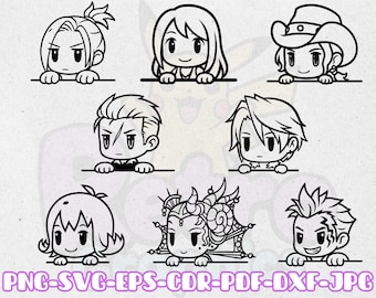 Fantasy Heroes FFVIII 8 Peekers | RPG Game Characters Designs | Svg Png Dxf Eps Cdr | Cricut Silhouette Laser Engraving Cutting Vector Files