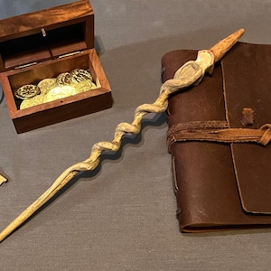 Handcrafted Wand - 13&quot; Pine Magic Wand with Aged Wizard Handle and Tung Oil Finish