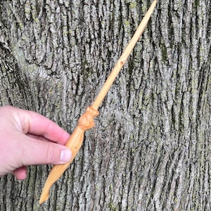 Handcrafted Wand - 11.5&quot; Balsam Fir Wand with Cherry Stain and a Saber Design